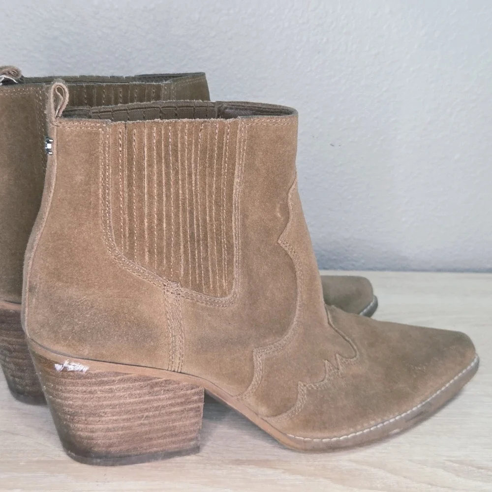 Sam Edelman Winona Western Booties Hazelnut Brown Suede Pointed‎ Toe Ankle Boots